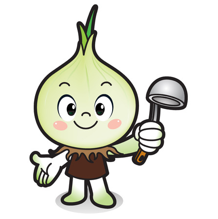 Fresh vegetables,fruits character icon isolated in white - White onionのイラスト素材
