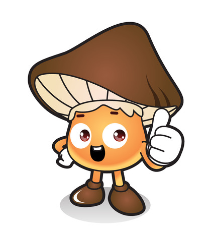 Fresh vegetables,fruits character icon isolated in white - Mushroomのイラスト素材