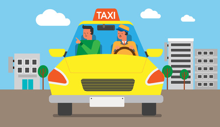 Illustration of life with automobile,car,vehicle - Taxi,Cabのイラスト素材
