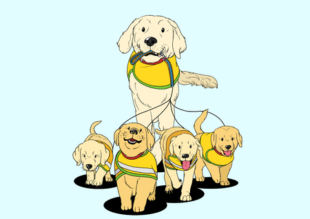 Illustration of dogs helping people - On trainingのイラスト素材