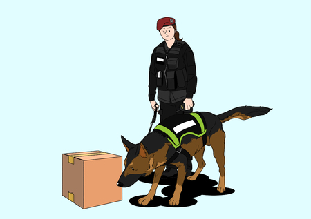 Illustration of dogs helping people - Police dogsのイラスト素材