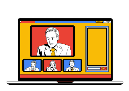 Business life illustration isolated in white - Tele-conference,smart device,conference-callのイラスト素材