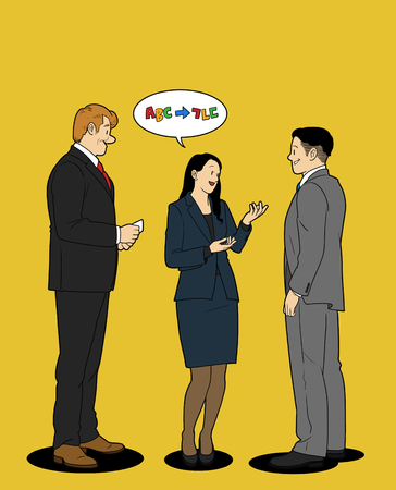 Various service business isolated in yellow illustration - Translator,interpreterのイラスト素材