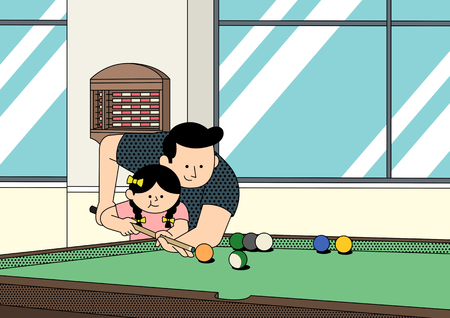Family leisure,hobby illustration - Pool tablesのイラスト素材