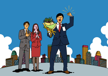 Office life illustration - Winner,congratulationsのイラスト素材