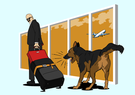 Illustration of dogs helping people - Police dogsのイラスト素材