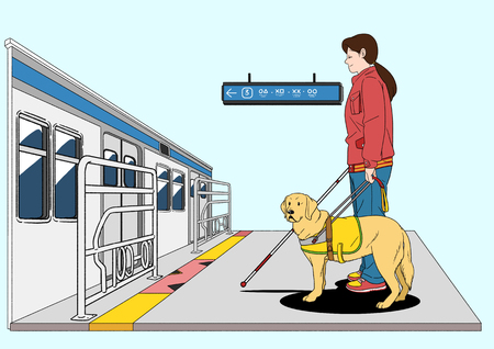 Illustration of dogs helping people - Guide dogs for the blindのイラスト素材