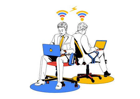 Business life illustration isolated in white - Tele-conference,smart device,conference-callのイラスト素材