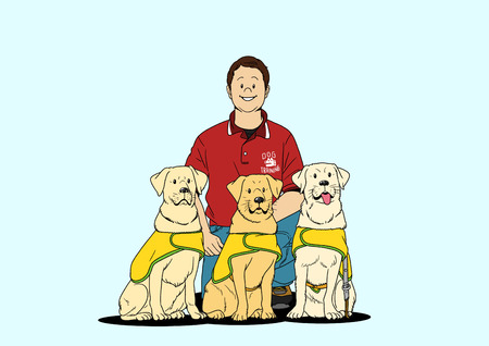 Illustration of dogs helping people - On trainingのイラスト素材