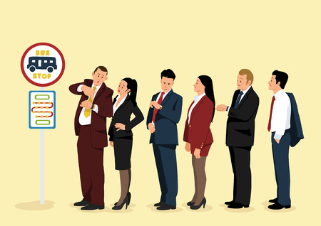 Illustration of people in line - Bus stop,Public transportationのイラスト素材
