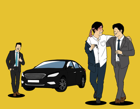 Various service business isolated in yellow illustration - Designated driversのイラスト素材