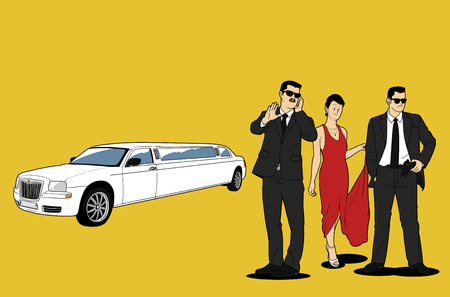 Various service business isolated in yellow illustration - Budy guard,securityのイラスト素材