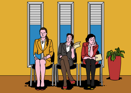 Office life illustration - Waiting for job interviewのイラスト素材