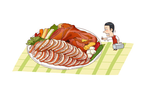 Food delivery illustration isolated in white - Steamed porkのイラスト素材