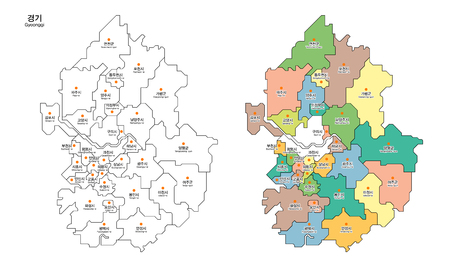 Map of district - Gyeonggi Province, South Koreaのイラスト素材