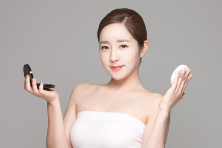Close up shot of beautiful Asian woman, beauty skin care/ make up conceptの写真素材