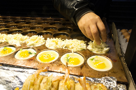 Street food - Egg bread/bun/tartの写真素材