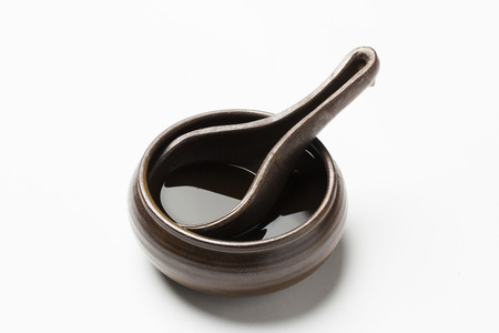 Soy sauce - isolated on whiteの写真素材