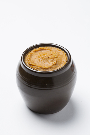 Doenjang (Korean soybean paste)- isolated on whiteの写真素材