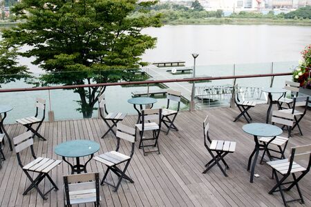 CafÃ© tables and chairsのeditorial素材