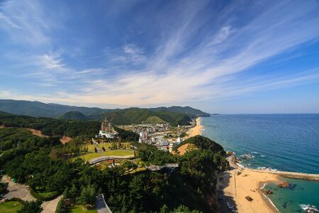 Coast sea in autumn - aerial shot of the ocean parkの写真素材