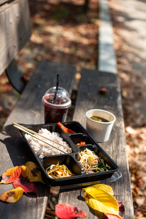 Korean dishes - a complete meal box for picnicの写真素材
