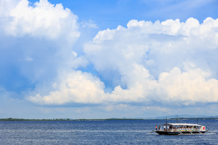 Cebu Island - Boat sailing under the blue skyのeditorial素材