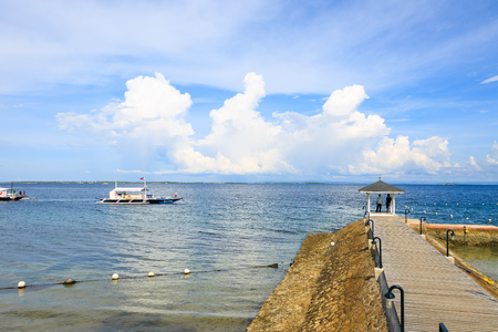 Cebu Island - Boat sailing under the blue skyのeditorial素材