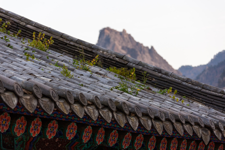 Mt. Seorak in Autumn - close up shot of beautiful eavesの写真素材