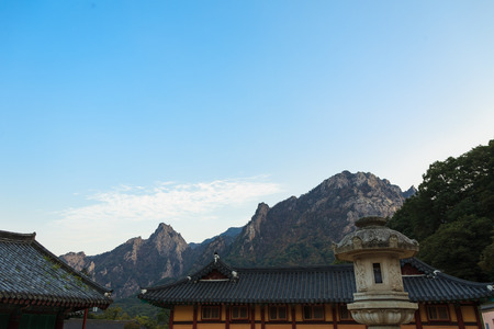 Mt. Seorak in Autumn - Scenery of temple and rocky mountainのeditorial素材