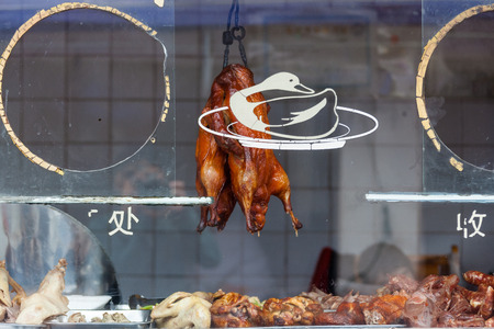 Suzhou, China - Street food, baked chickenのeditorial素材