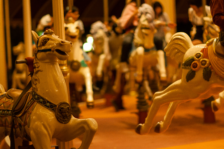 Close up shot of lit merry-go-roundの写真素材