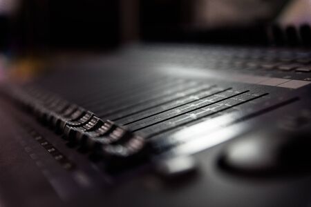 Close up shot of an audio consolesの写真素材