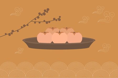 CHUSEOK, Korean Thanksgiving - Persimmonのイラスト素材