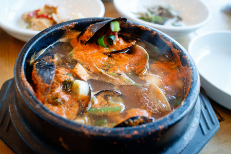 Spicy seafood stew, Korean foodの写真素材