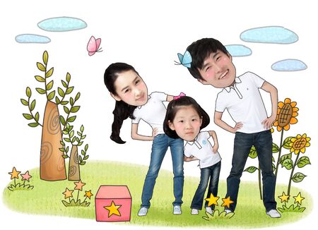 Parents and their daughterの写真素材