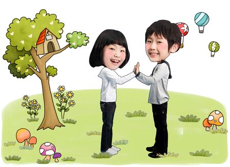 Young children/students dreaming futureの写真素材