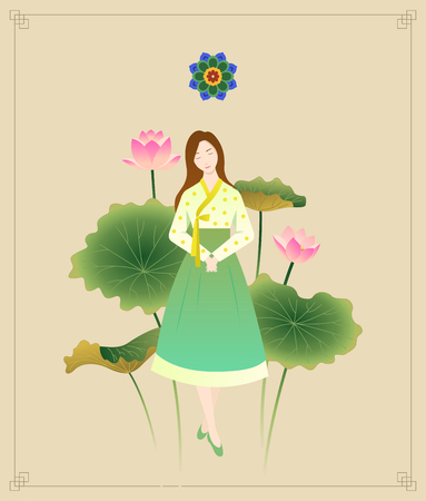 Korean traditional style folk paintingsのイラスト素材
