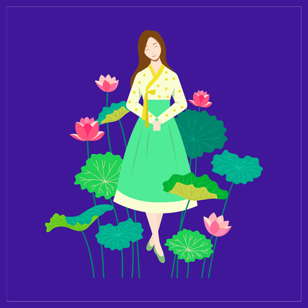 Korean traditional style folk paintingsのイラスト素材