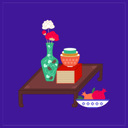 Korean traditional style folk paintingsのイラスト素材