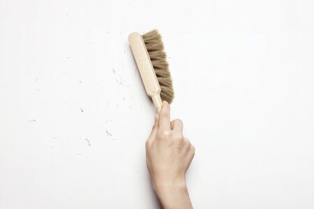 Sweeping eraser dust - isolated on whiteの写真素材