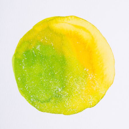 yellow, green - Watercolor hand painted circleの写真素材