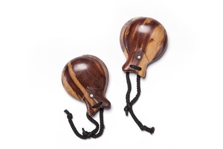 castanets isolated on whiteの写真素材
