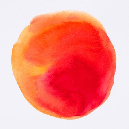 red, yellow - Watercolor hand painted circleの写真素材