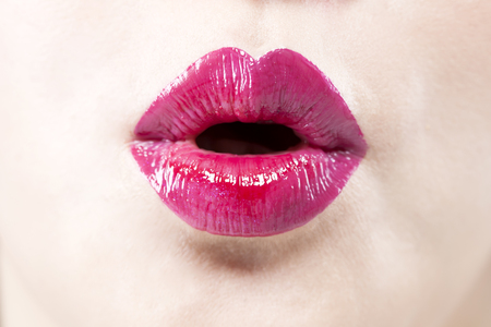 Asian beautiful woman red lipsの写真素材