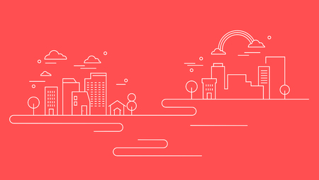 Business line on red background, vector illustration.のイラスト素材