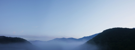 Autumn landscape in South Korea - Lake and mountainsの写真素材