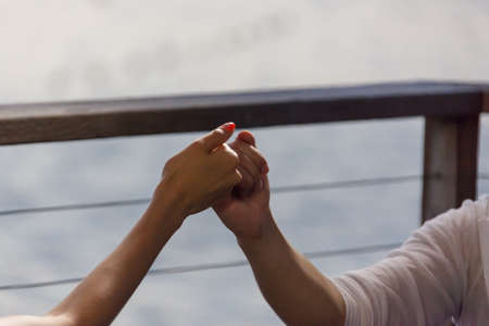 Two people making pinky promiseの写真素材