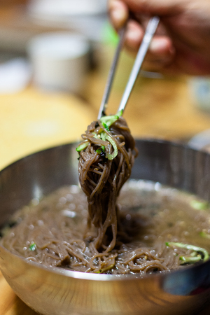 Korean cold buckwheat noodleの写真素材