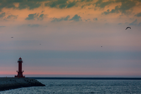 Dramatic sunset in Biheung Port,Jeollabuk-do,South Koreaの写真素材